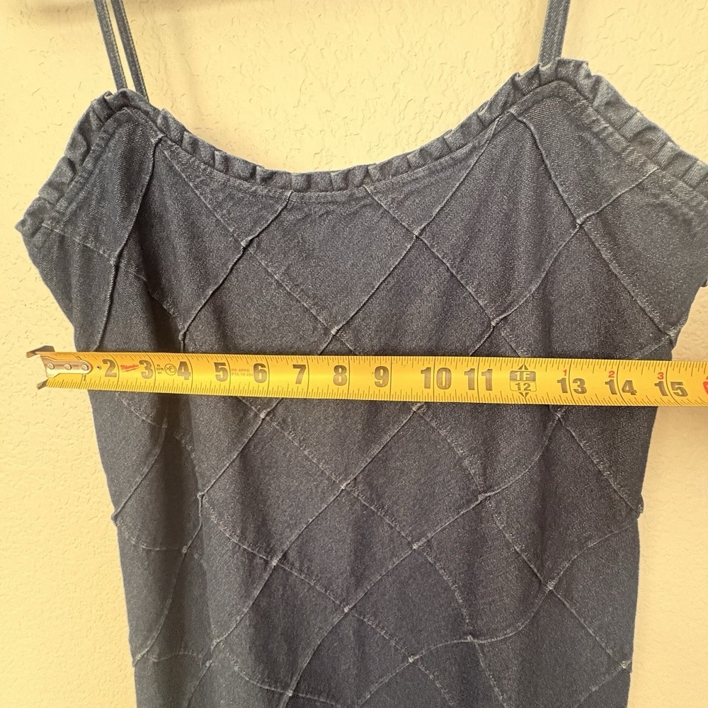 Vintage 90s/Y2K Ralph Lauren Tartan label‎ denim dress with diamond pattern sz10 - Picture 8 of 11